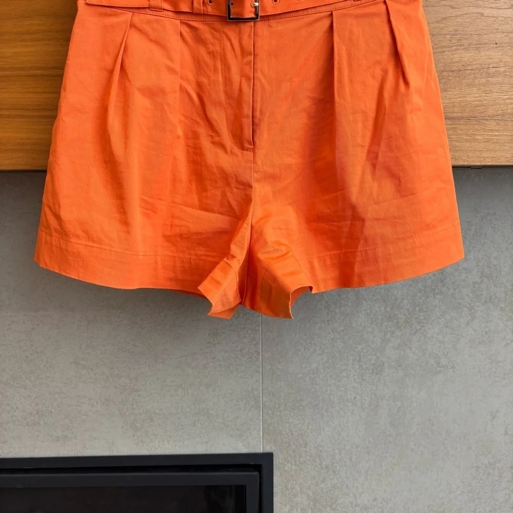 INTERMIX Leslie Double Belted Cotton Shorts, Size 6